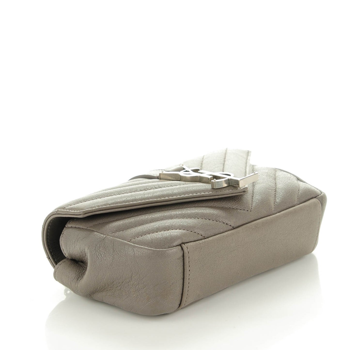 Sheepskin Matelasse Chevron Monogram Classic Baby Chain Bag Fog