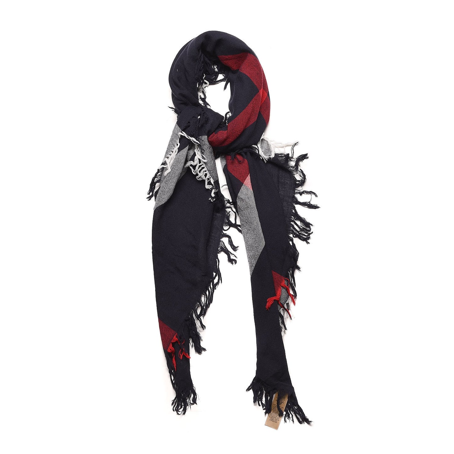 Merino Wool House Check Scarf Navy