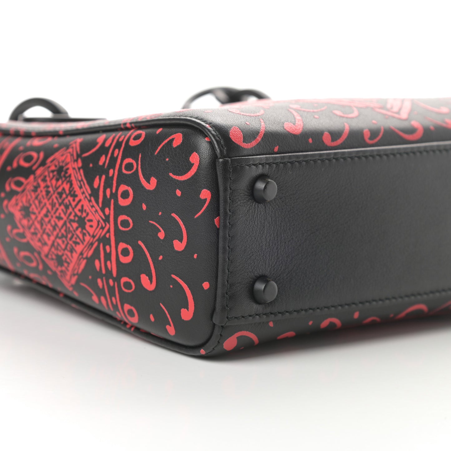 Smooth Calfskin Painted Mini Heart Clover Lady Dior Black Red