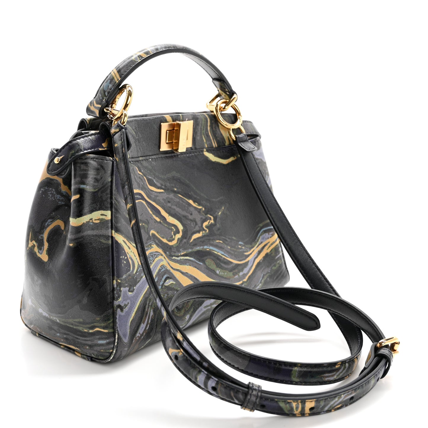 Nappa Marble Mini Peekaboo Iconic Satchel Blue Multicolor