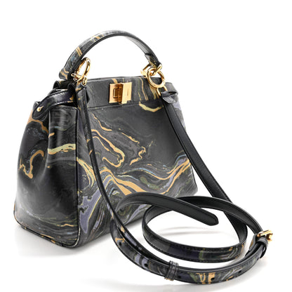 Fendi Nappa Marble Mini Peekaboo Iconic Satchel Blue Multicolor 3 of 11