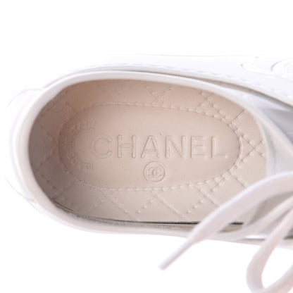 Chanel Calfskin PVC Womens CC Sneakers 39 White Transparent 8 of 10
