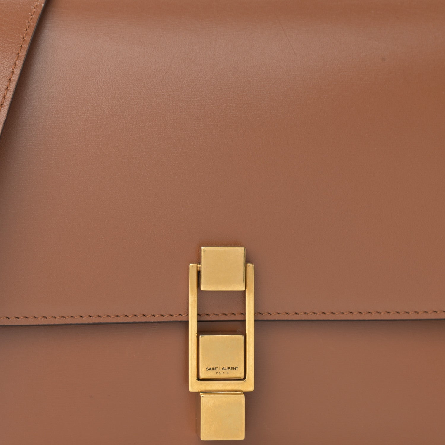 Saint Laurent Smooth Calfskin Carre Satchel Brown 7 of 9
