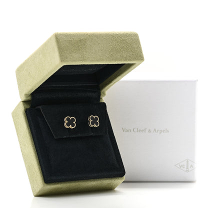 Van Cleef & Arpels 18K Yellow Gold Black Onyx Sweet Alhambra Earrings 5 of 5