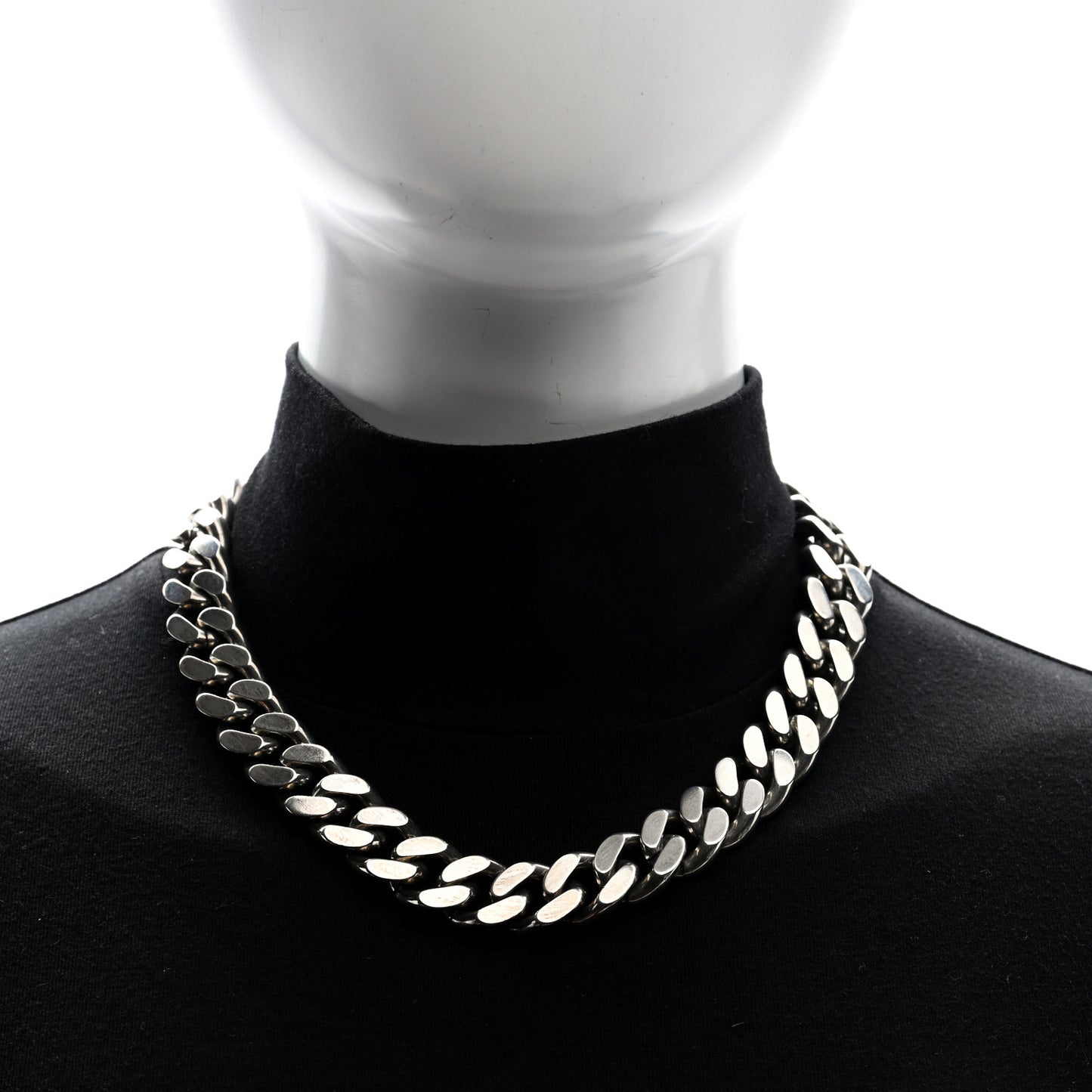 Metal Curb Chain Necklace Oxidized Silver
