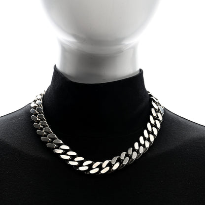Saint Laurent Metal Curb Chain Necklace Oxidized Silver 2 of 5