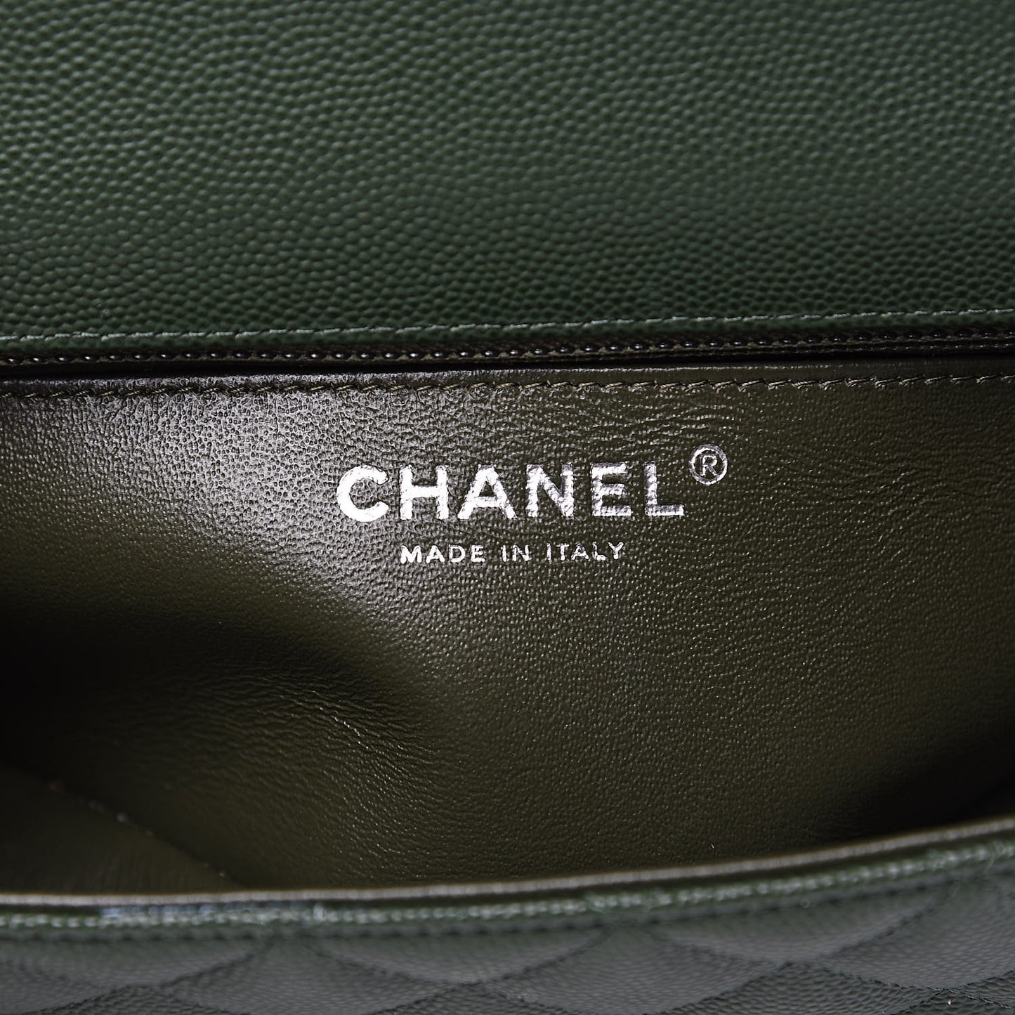 Caviar Quilted Mini Rectangular Flap Green