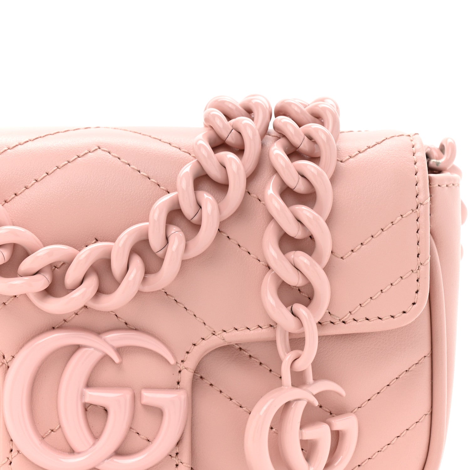 Gucci Calfskin Matelasse Monochrome GG Marmont Chain Belt Bag Perfect Pink 8 of 11