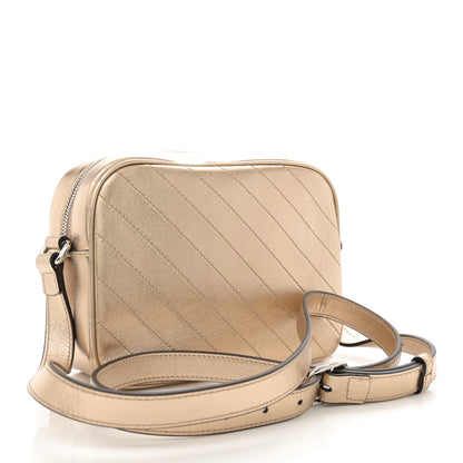 Gucci Metallic Sakai Be Green Calfskin Diagonal Stitched Small Blondie Shoulder Bag Golden Beige 3 of 10