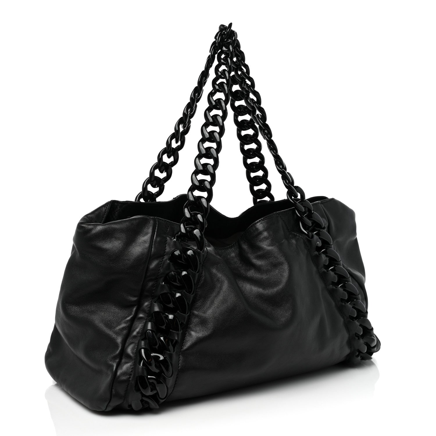 Chanel Calfskin Modern Chain Rhodoid East West Tote Black 3 of 17