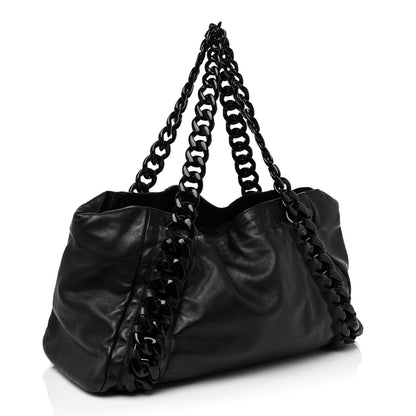 Chanel Calfskin Modern Chain Rhodoid East West Tote Black 3 of 17