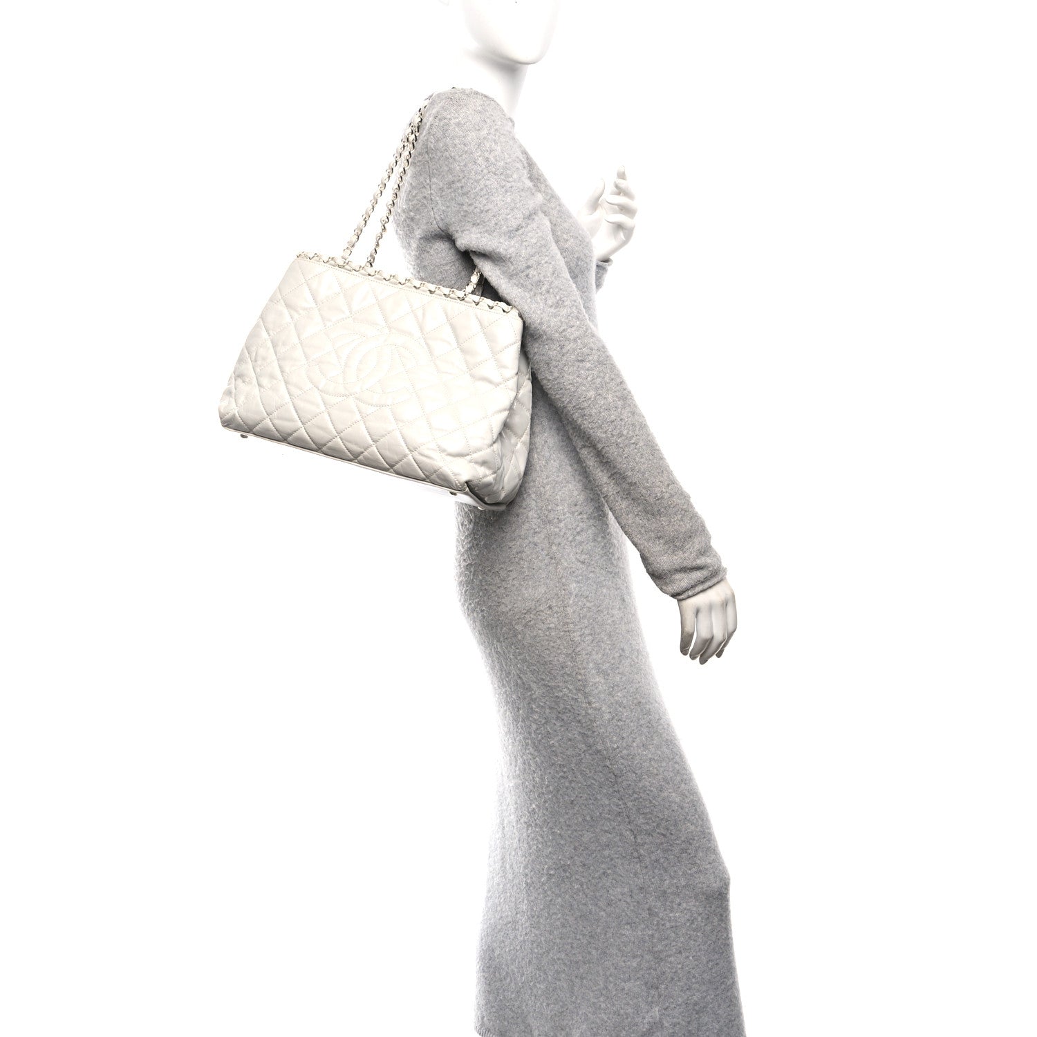 Chanel Glazed Calfskin Quilted Small Chain Me Tote Dark White 2 of 10
