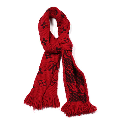 Louis Vuitton Wool Silk Logomania Scarf Cherry 1 of 6