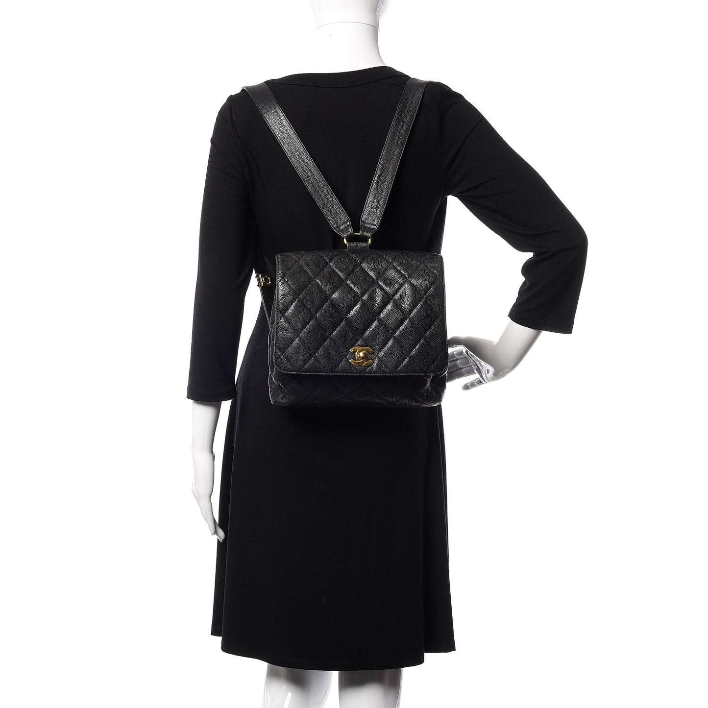 Caviar Quilted Backpack Black