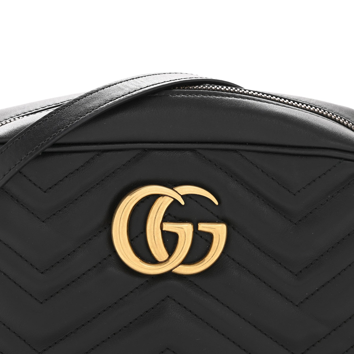 Gucci Calfskin Matelasse Small GG Marmont Chain Shoulder Bag Black 8 of 13