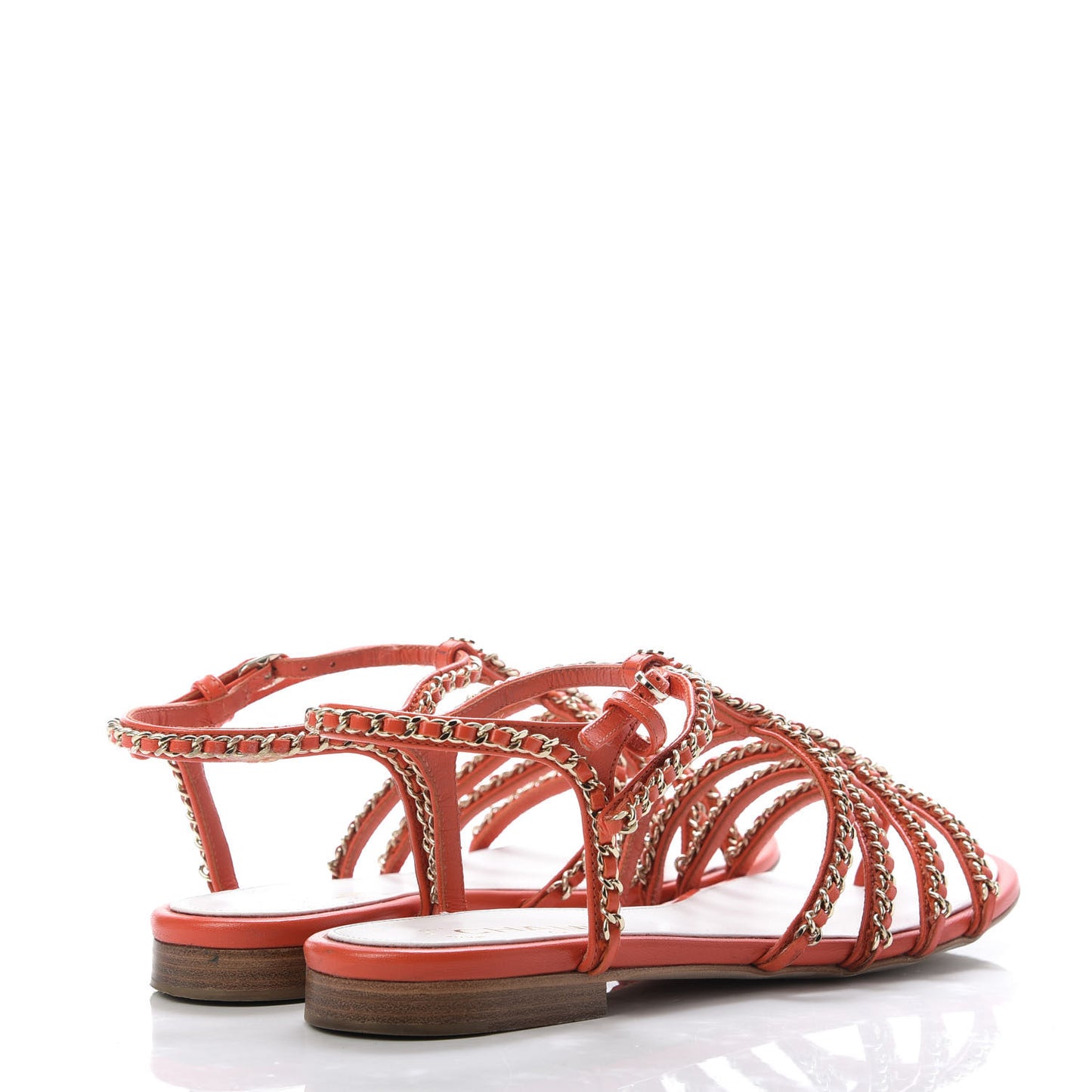 Kid Chain CC Logo Thong Sandals 39 Orange