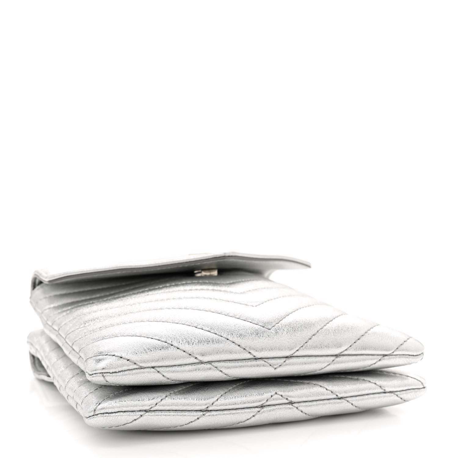 Saint Laurent Metallic Lambskin Quilted Double Flap Bag Silver 4 of 10