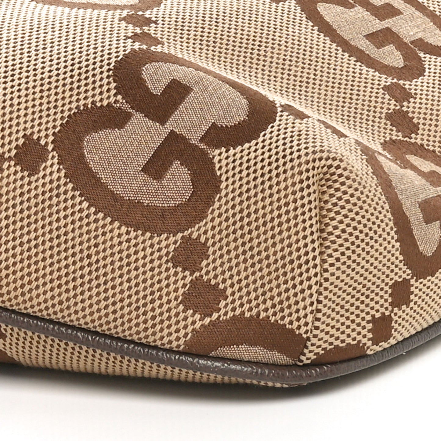 Monogram Jumbo GG Textured Dollar Calfskin Web Belt Bag Camel Ebony New Acero