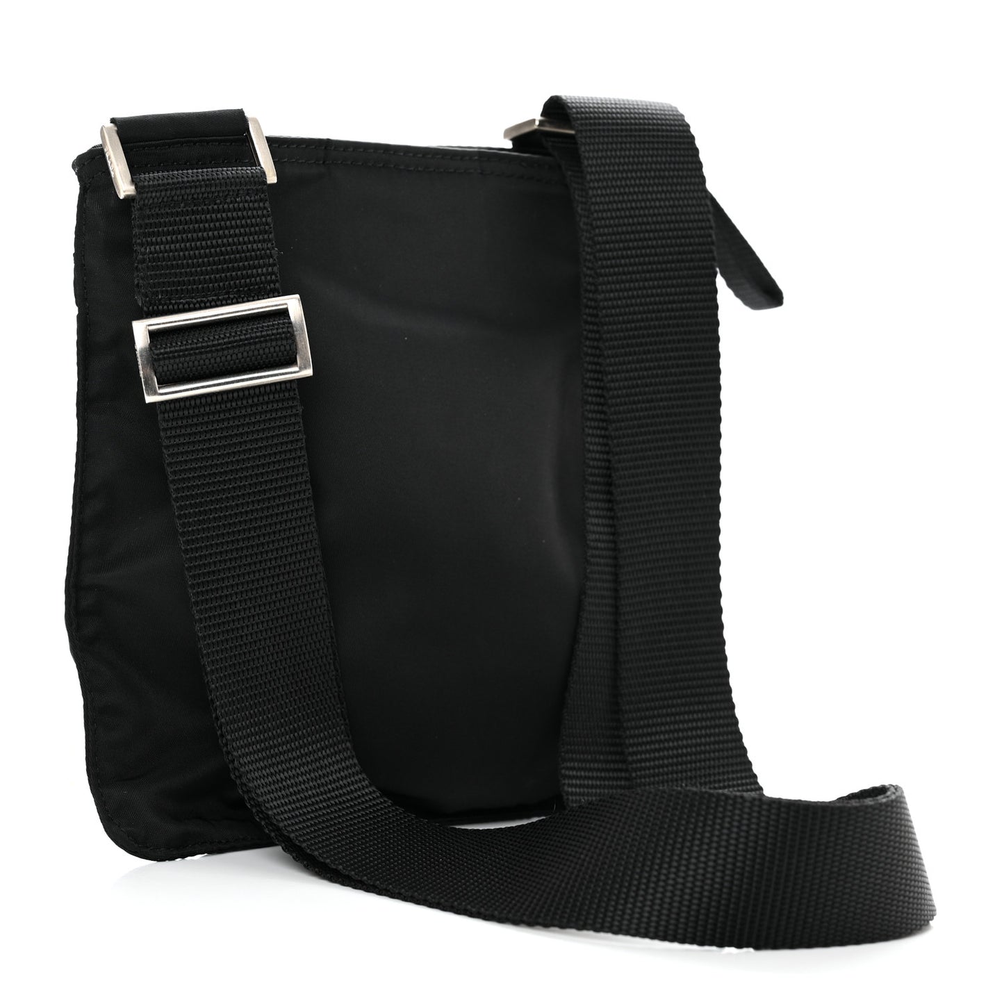 Nylon Flat Messenger Bag Black