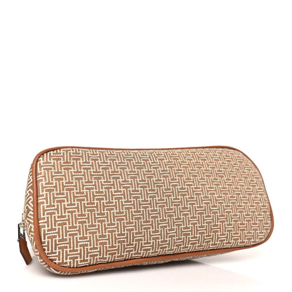 Hermes Cotton Canvas H Embroidered Travel Cosmetic Pouch Natural 4 of 8