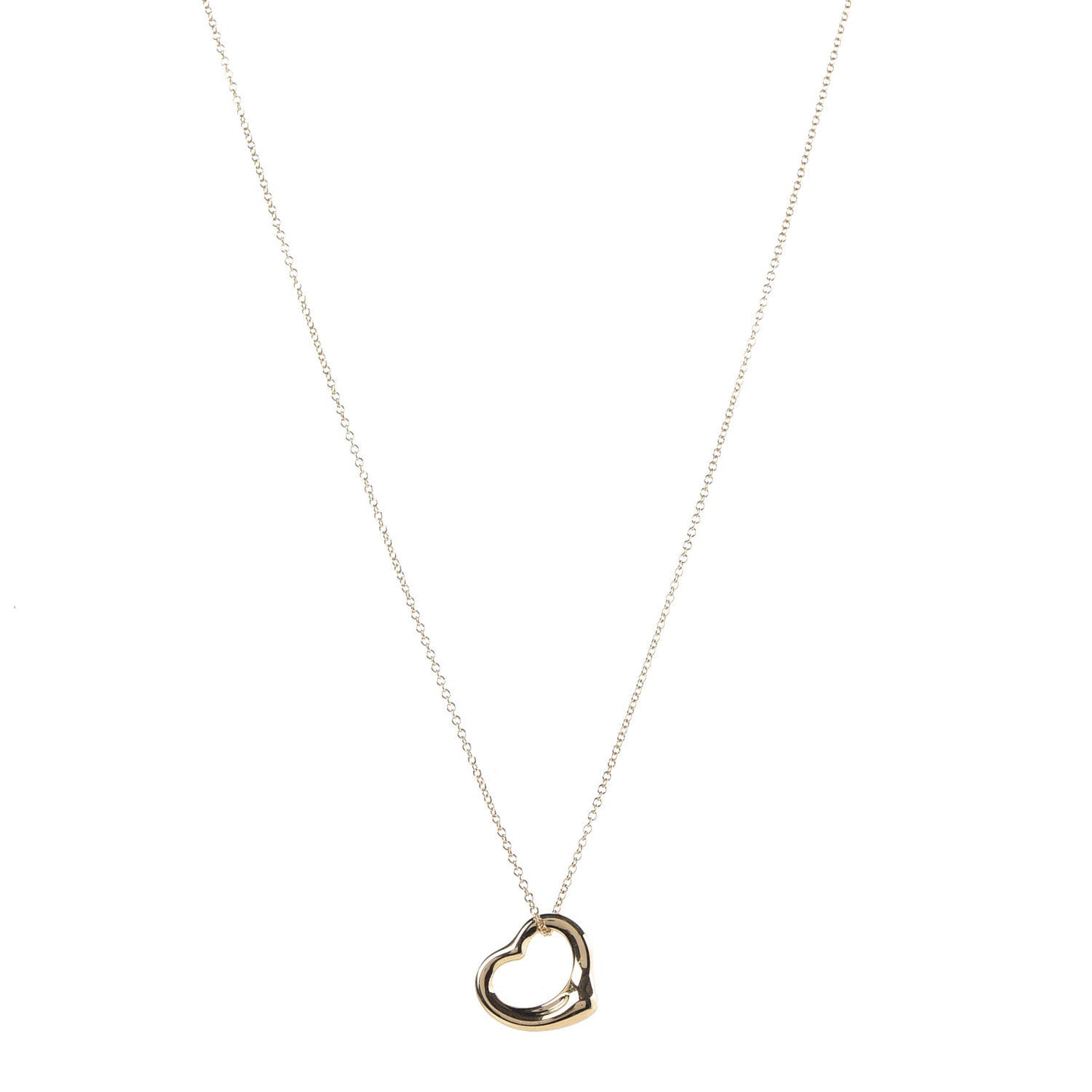 18K Yellow Gold 16mm Elsa Peretti Open Heart Pendant Necklace