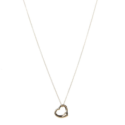 Tiffany 18K Yellow Gold 16mm Elsa Peretti Open Heart Pendant Necklace 1 of 9