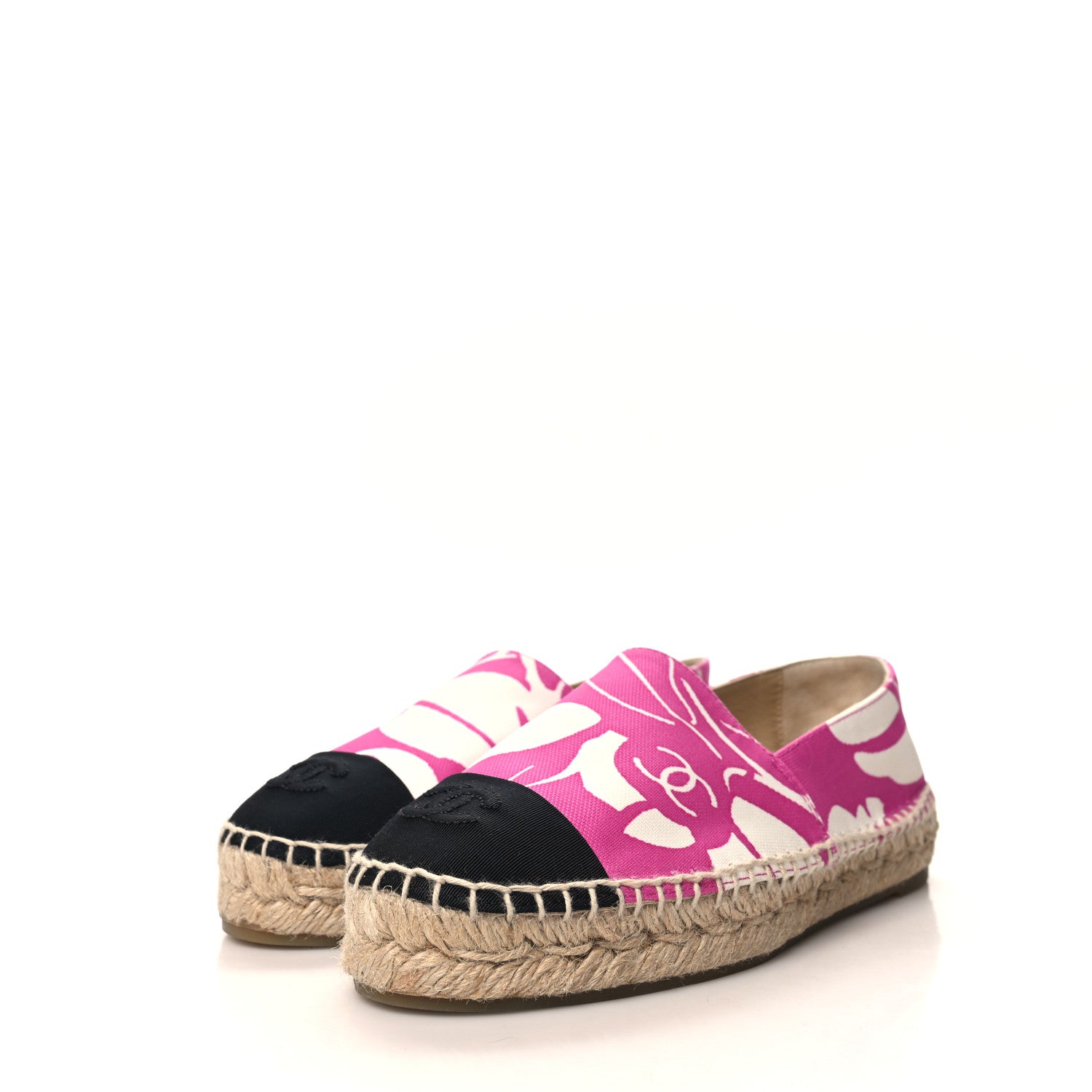 Chanel Cotton Grosgrain Espadrilles 36 Pink Ecru Black 3 of 10