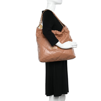 Chanel Shiny Calfskin Quilted Chanel 22 Camel 2 of 11
