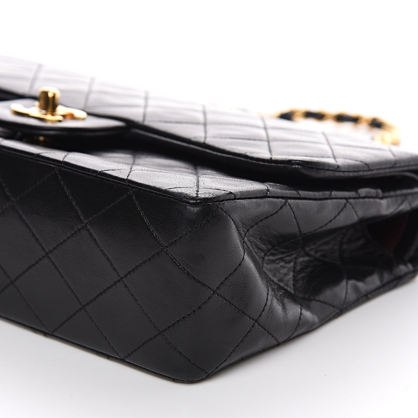 Lambskin Quilted Medium Double Flap Black
