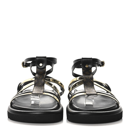 Louis Vuitton Patent Calfskin Monogram Pool Pillow Comfort Sandals 39 Gold Black Brown 3 of 9