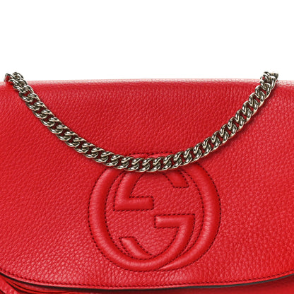 Gucci Pebbled Calfskin Medium Soho Flap Crossbody Vibrant Red 8 of 10