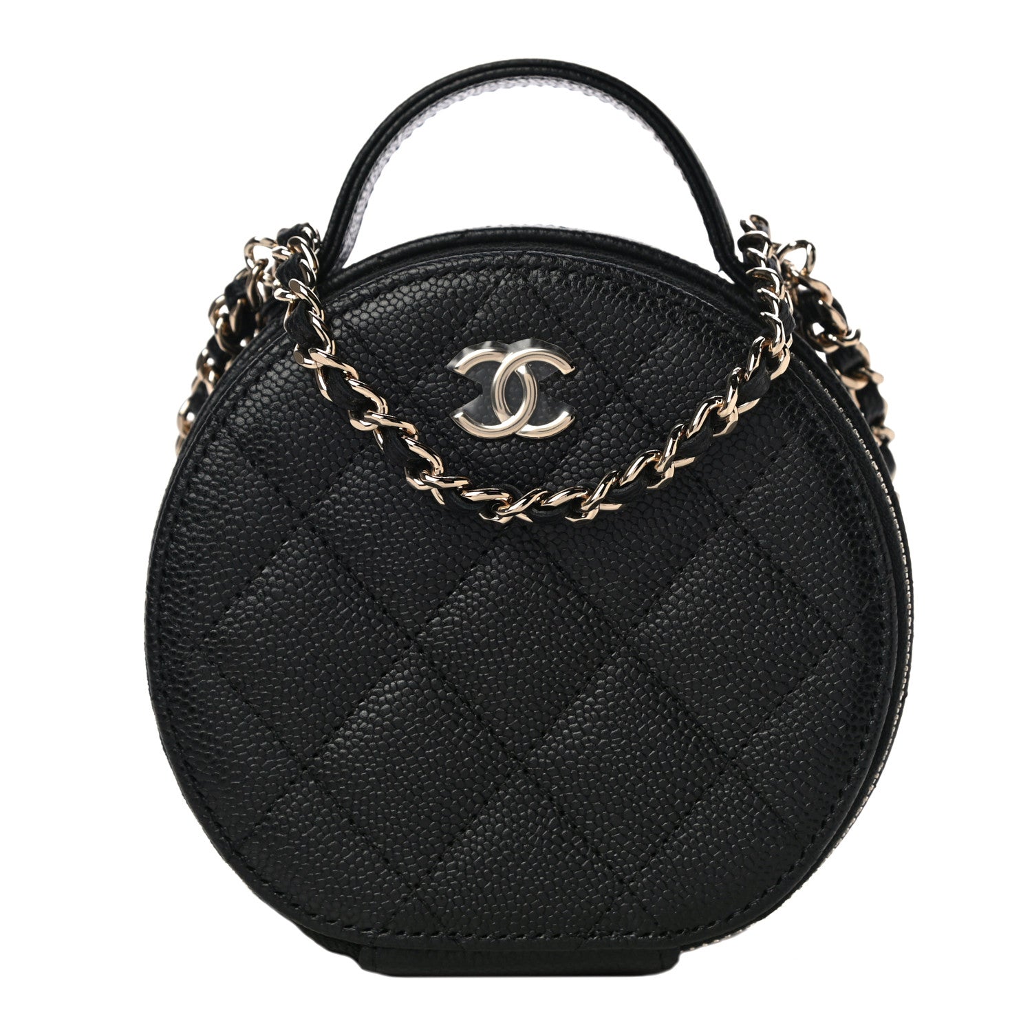 Chanel Caviar Quilted Round Handle With Care Vanity With Chain Black 1 of 11