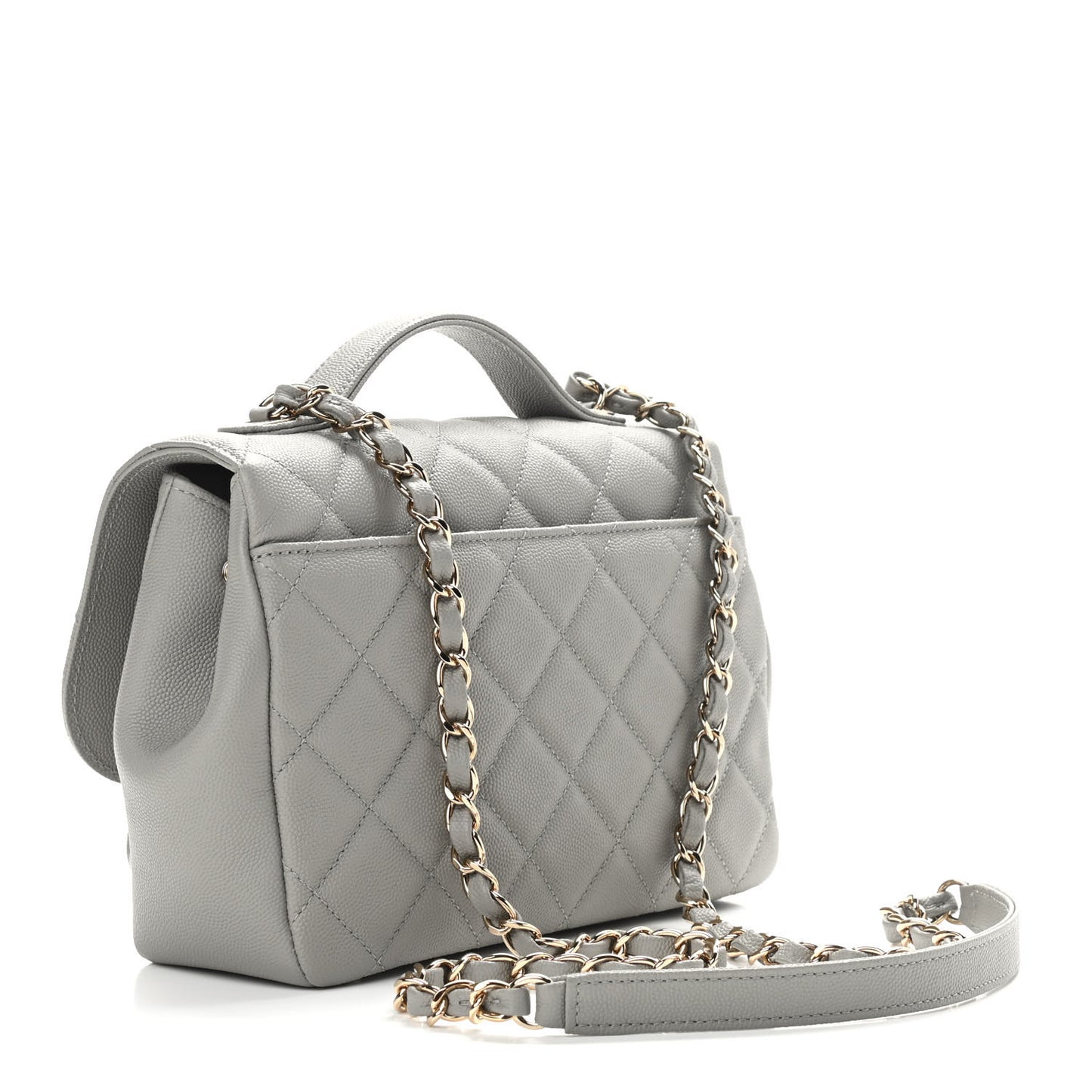 Caviar Quilted Medium Business Affinity Flap Grey