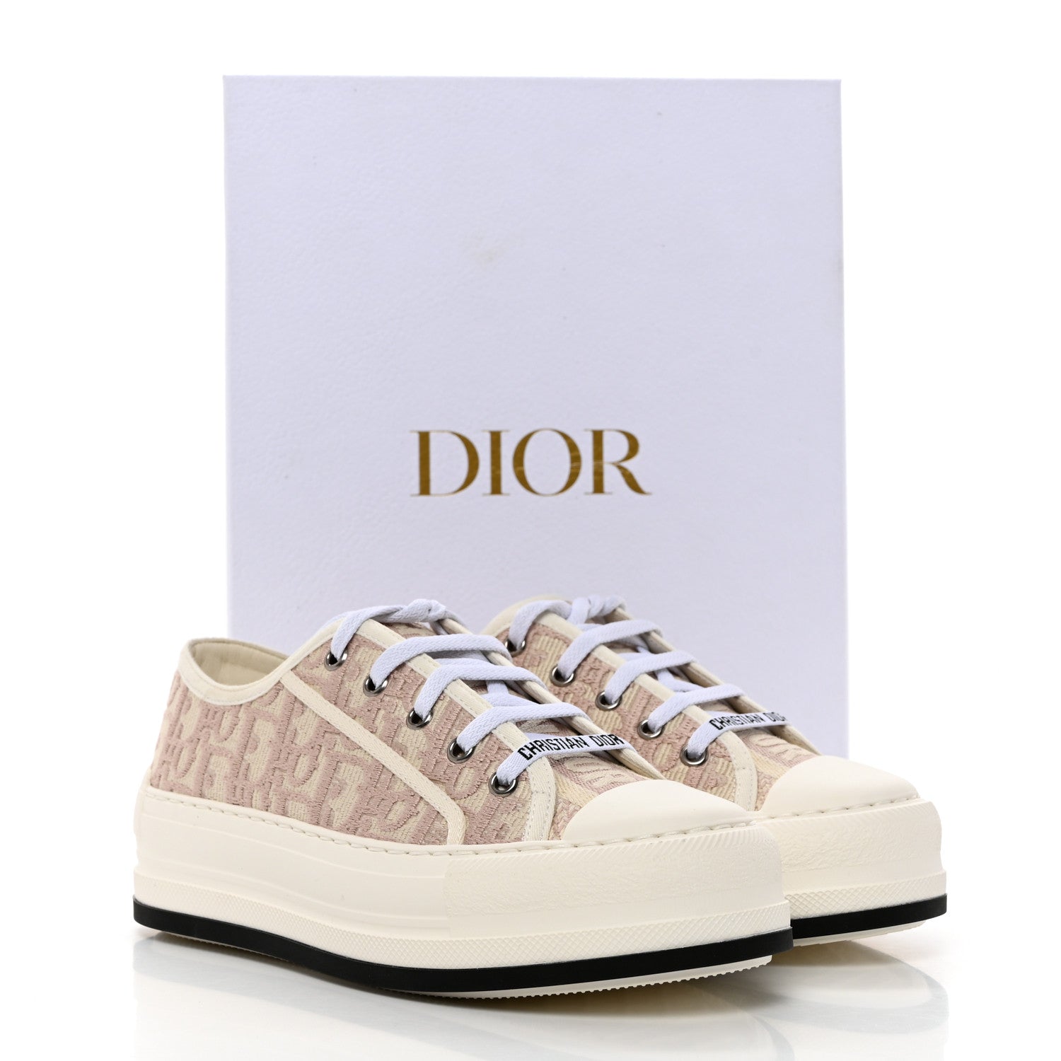 Christian Dior Canvas Oblique Walk'N'Dior Low Top Sneakers 37.5 Powder Nude 9 of 9