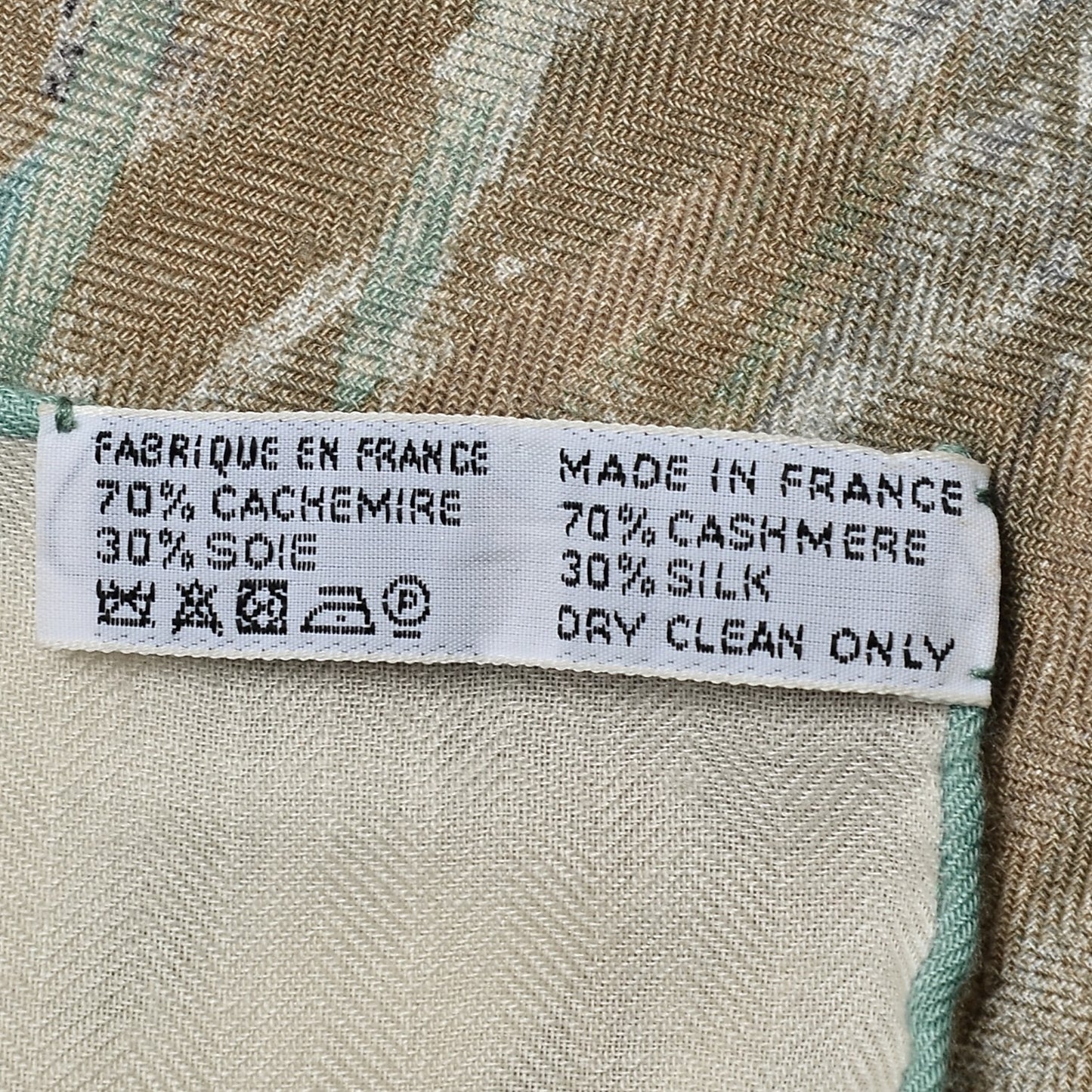 Cashmere Silk Panthera Pardus Scarf 140 Blanc Anthracite Vert