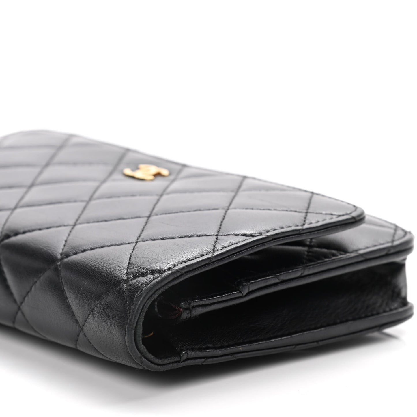 Lambskin Quilted Wallet On Chain WOC Black