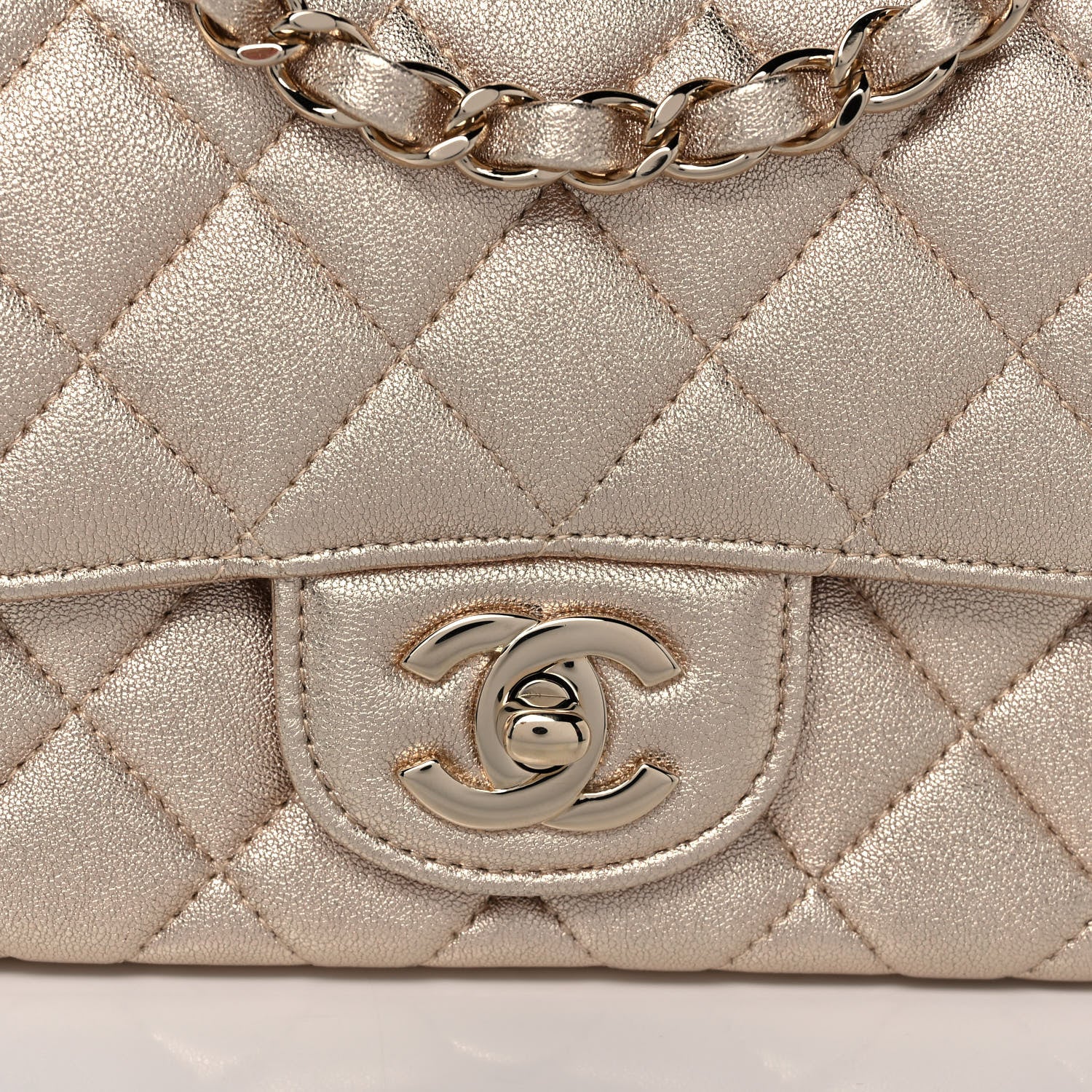 Chanel Metallic Lambskin Quilted Mini Square Flap Gold 7 of 10