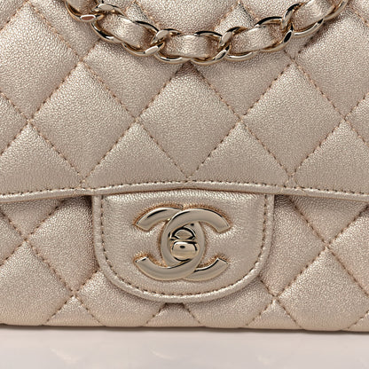 Chanel Metallic Lambskin Quilted Mini Square Flap Gold 7 of 10