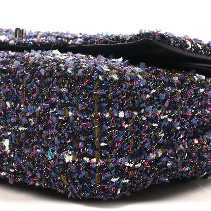 Chanel Tweed Quilted Medium Double Flap Blue Purple Khaki Pink 10 of 10
