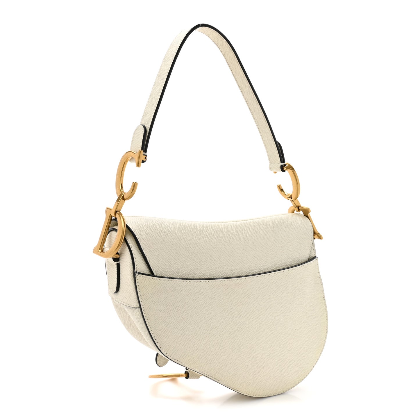 Grained Calfskin Saddle Bag White