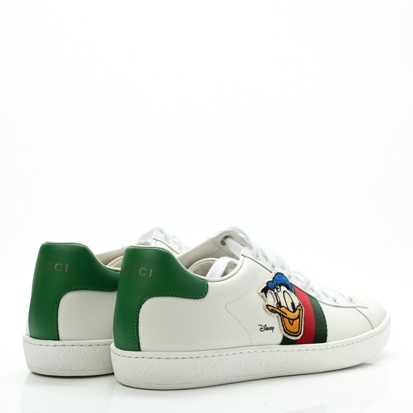 X DISNEY Calfskin Miro Soft Web Donald Duck Womens Ace Sneakers 38.5 White New Shamarock