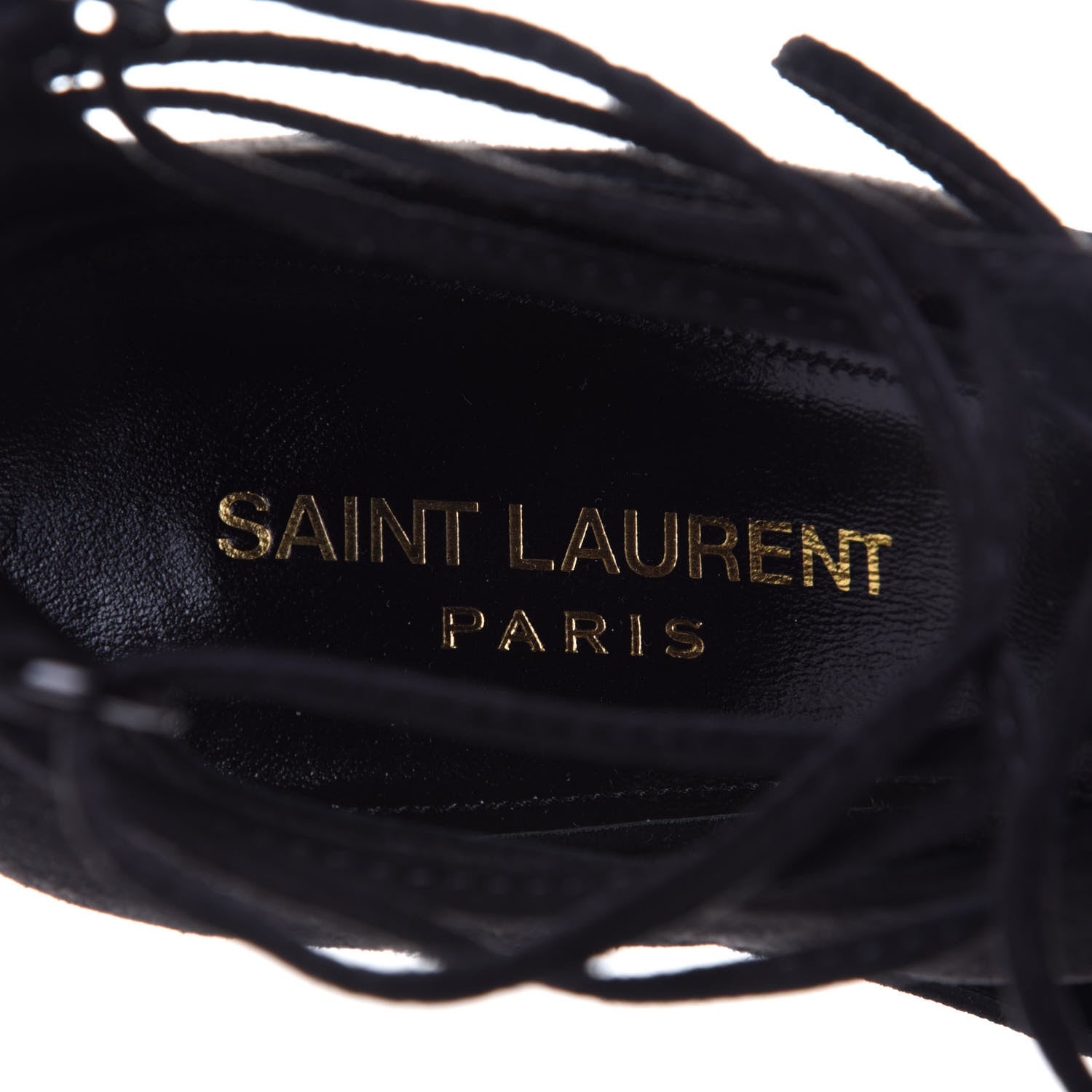 Saint Laurent Suede Lou Tribute 105 Lace Platform Sandals 35.5 Black 9 of 11