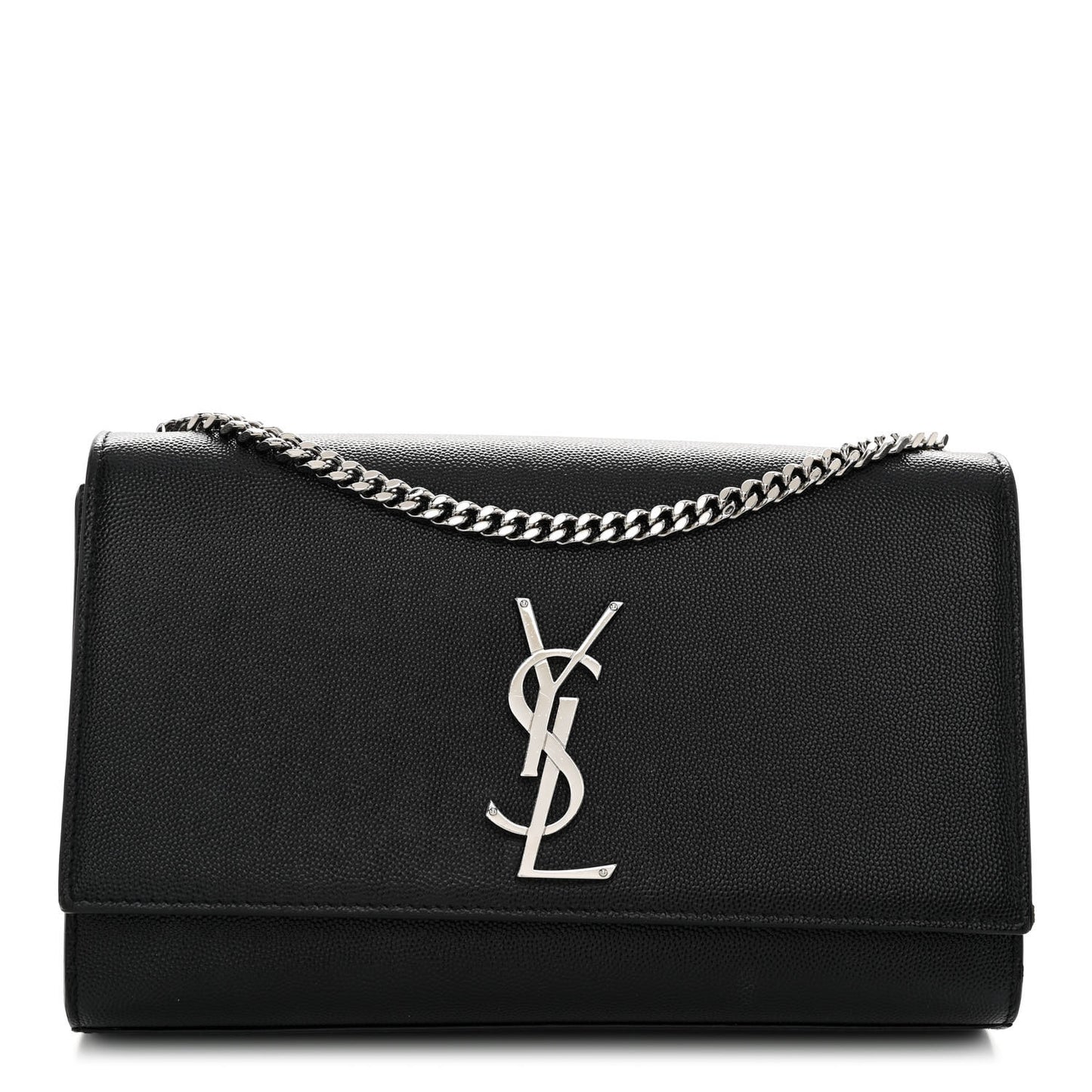 SAINT LAURENT Grain De Poudre Medium Classic Monogram Kate Satchel Black