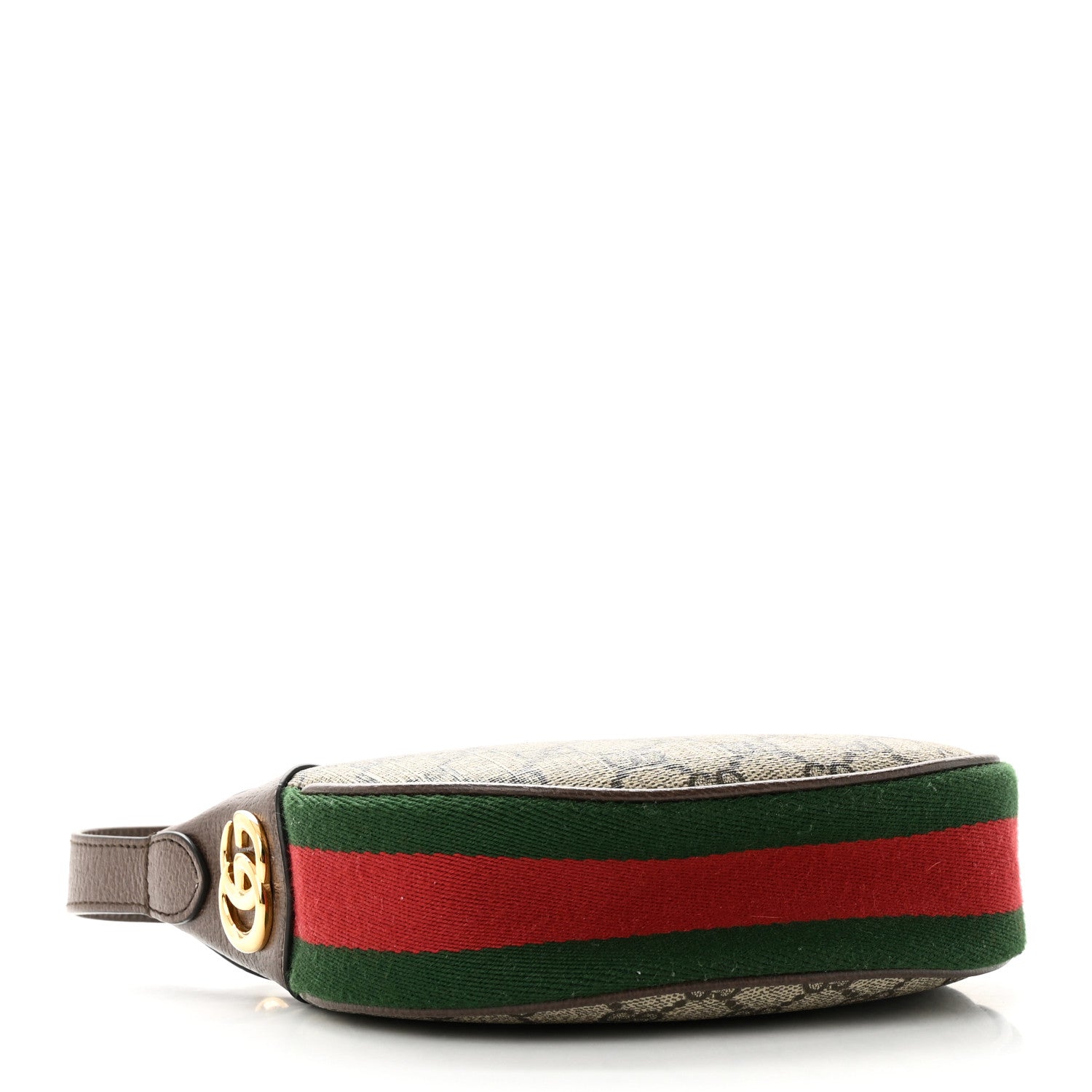 Gucci GG Supreme Monogram Textured Calfskin Web Mini Ophidia Half Moon Hobo Beige Ebony New Acero 4 of 11