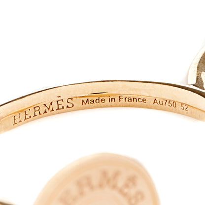 Hermes 18K Rose Gold Diamond Gambade Double Ring 52 6 4 of 5