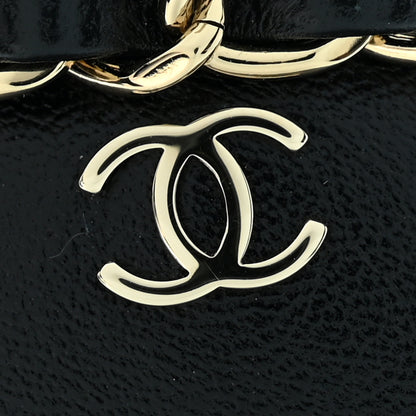 Chanel Lambskin Grosgrain CC Chain Cap Toe Short Boots 38 Black 38 Beige Black 10 of 11