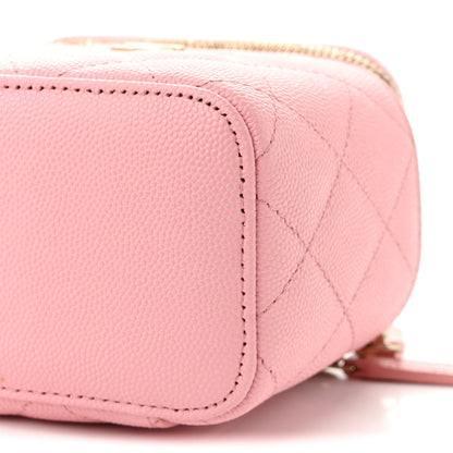 Chanel Caviar Quilted Mini Vanity Case With Chain Pink 10 of 11