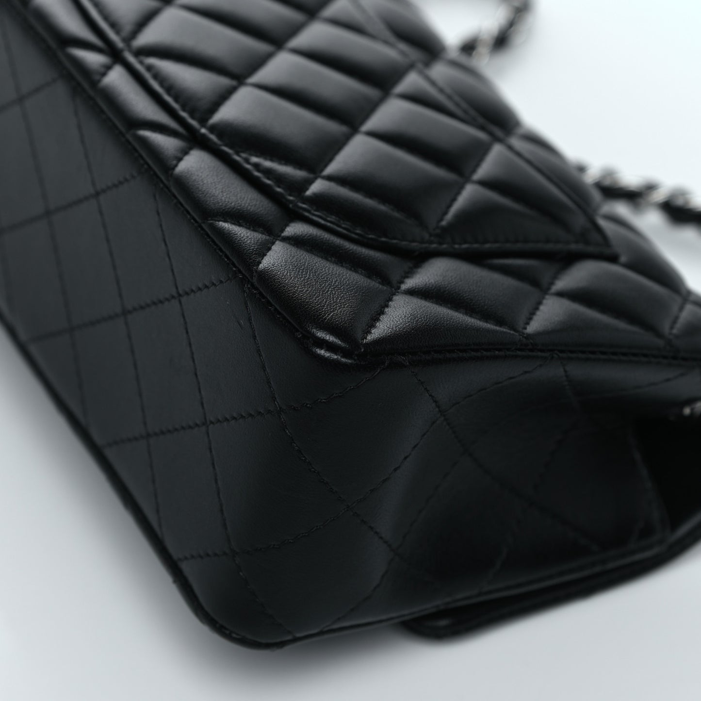 Lambskin Quilted Mini Rectangular Flap Black