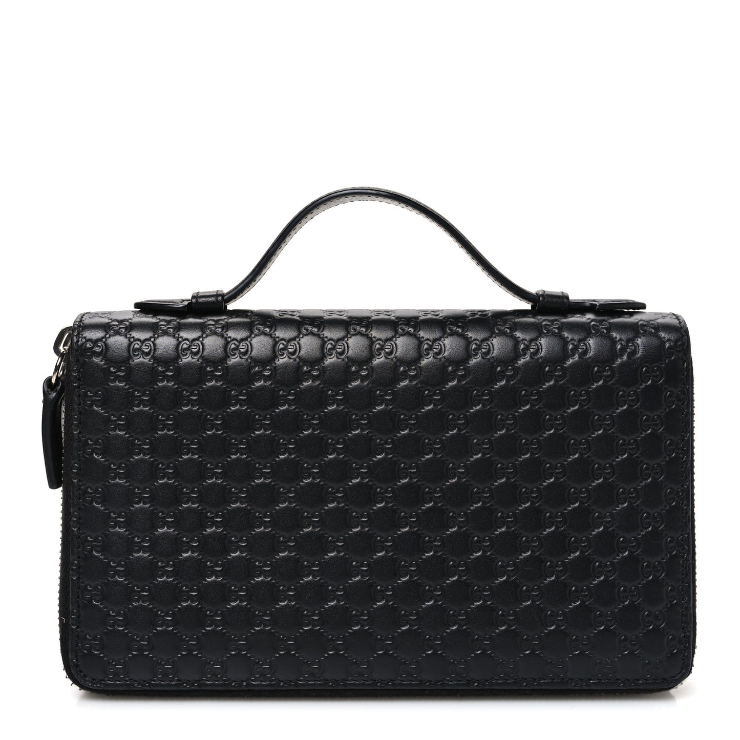 Microguccissima Zip Around Top Handle Travel Wallet Black