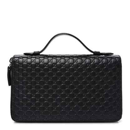 Gucci Microguccissima Zip Around Top Handle Travel Wallet Black 1 of 9
